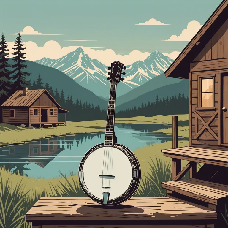 An alternative take focusing on the more pastoral and serene elements of american landscapes, highlighting the peaceful coexistence of nature and the human spirit through intricate banjo lines and gentle percussion.