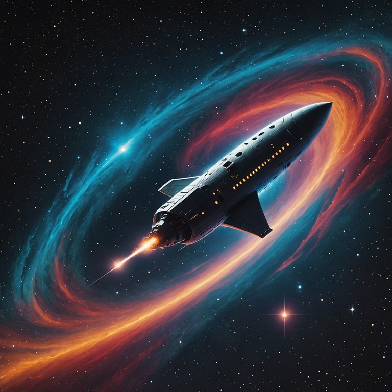 A psychedelic rock instrumental piece that invites listeners on a celestial journey through expansive, cosmic environments created with echoing guitars and surreal soundscapes. The track simulates the feeling of traversing the universe, surrounded by stars and nebulae, providing a sensory overload of astral beauty.
