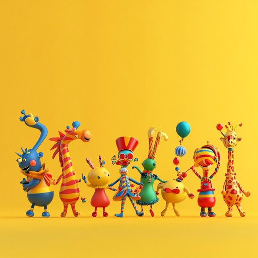 Imagine a colorful procession of toys coming to life, with each instrument representing a different toy. The composition uses xylophones, toy pianos, and bells to create a merry, energetic atmosphere. The melody is catchy, with rhythmic surprises that spark joy and curiosity.