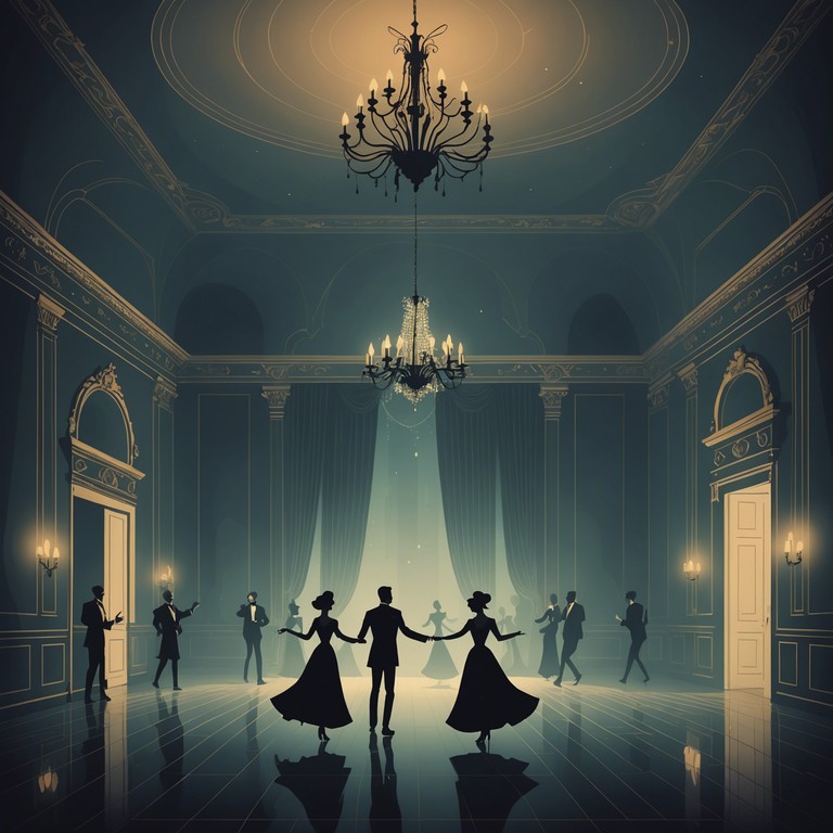 Infuse the air with a swing inspired track that carries an undercurrent of mystery and suspense, designed to evoke the feeling of a haunted dance hall. The music features a core of swing rhythms but is layered with ambient, eerie soundscapes that add a chilling twist to each note.