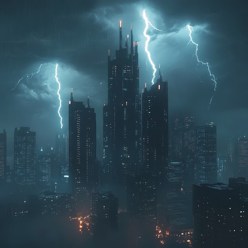 A powerful, urban themed instrumental blending heavy metal's raw aggression with electronic elements for a cityscape inspired thunderstorm of sound.