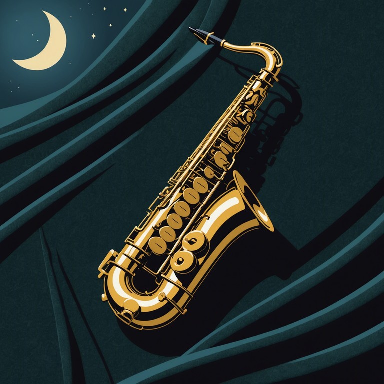 A cinematic piece featuring a saxophone that weaves through a soundscape of intimate, twilight moods, embodying a slow, seductive serenade that captures the essence of a mysterious, romantic evening. The saxophone's sultry tones are emphasized by a soft dynamic, creating an inviting and warm auditory experience that feels like a gentle whisper in the velvet night.