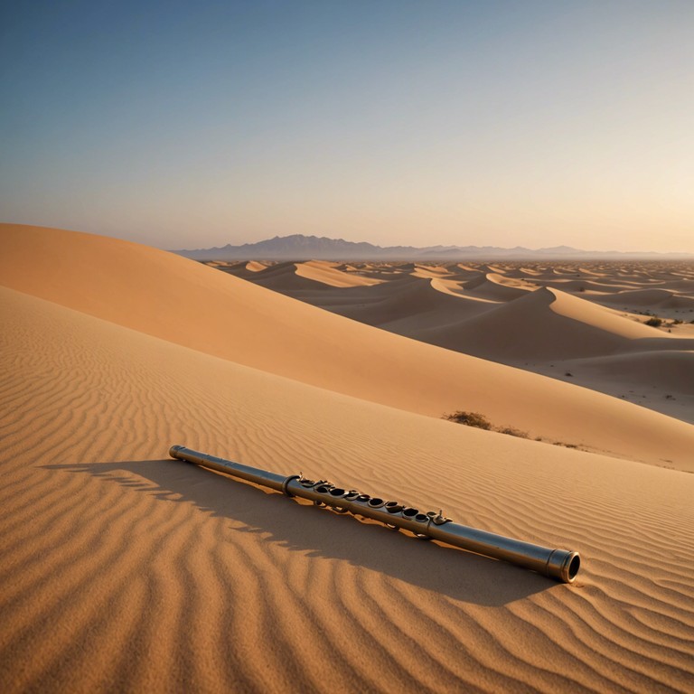 Immerse yourself in an auditory journey guided by the soulful notes of a bansuri flute, each tune spinning tales of ancient deserts, mirages, and oases, enveloping the listener in a soundscape of cultural heritage and profound mystery.