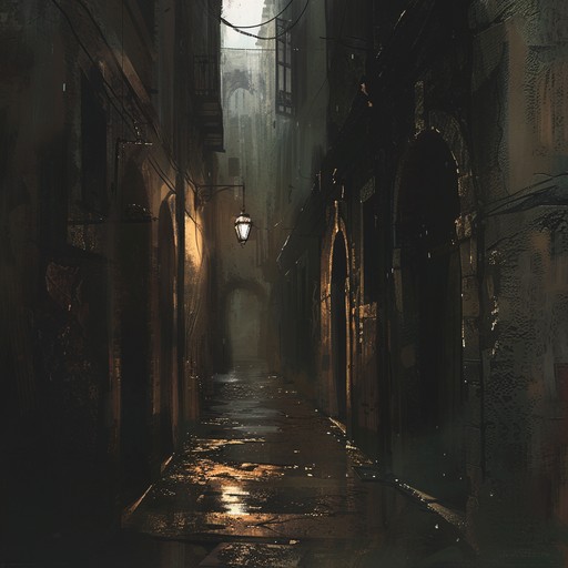 This suspenseful jingle captures the eerie atmosphere of a dark alleyway chase, perfect for mystery or thriller settings. The haunting tones of the theremin blend with pulsating low frequency beats, creating a gripping sense of urgency and dread. Dramatic pauses add to the unpredictable feel, enhancing the listener's anticipation and engagement.