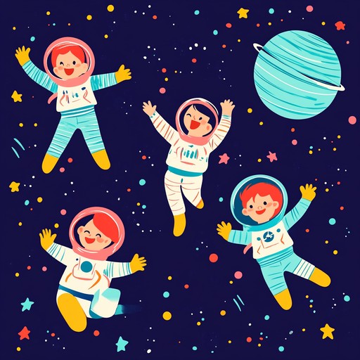 An uplifting and energetic instrumental track that takes children on an exciting journey through the stars, exploring planets and meeting friendly aliens along the way. The music is filled with playful melodies and dynamic rhythms that inspire imagination and movement.