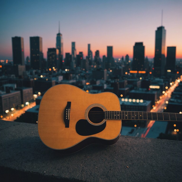 Explore the heartbeat of the city through the strings of an acoustic guitar, weaving a story that connects the whispering winds of the countryside with the pulsating life of urban streets.