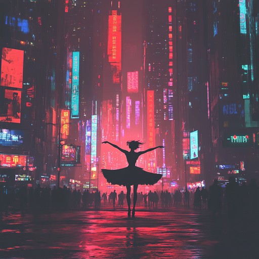 An intense instrumental disco track featuring sweeping strings and driving rhythms, creating a dramatic atmosphere reminiscent of vibrant city nights under neon lights