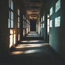 haunting echoes resonate through abandoned, shadowed, eerie corridors