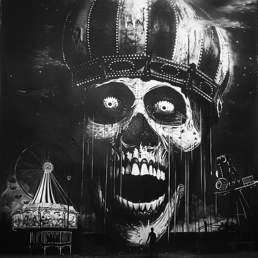 Picture yourself wandering through a decrepit carnival at midnight, surrounded by the echoes of distorted calliope music and the whispers of lost souls. The composition features discordant and off-kilter melodies, creating a sense of unease and disorientation. Ghostly sound effects, such as creaking metal and distant screams, are woven throughout the piece, adding to the haunting ambiance. The music builds to a crescendo of chaos and despair, as if the tortured spirits are reaching out from beyond the grave, before fading into an unsettling silence