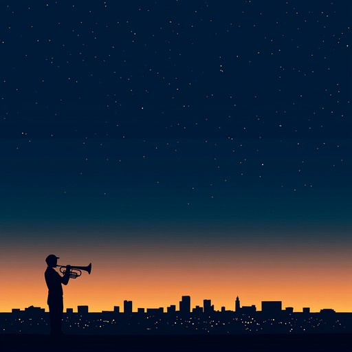 As the sun dips below the horizon, a serene jazz trumpet takes the lead, weaving soft, sultry melodies that echo the transition from day to night. The music captures the essence of a peaceful evening, evoking feelings of relaxation and contentment, gradually unfolding like the night sky.