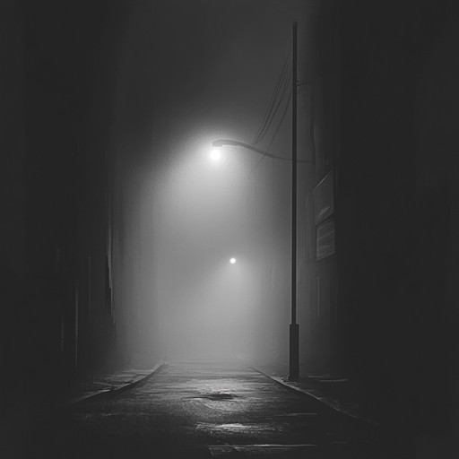 An instrumental track blending dark trap beats with haunting synthesizer layers, creating an atmosphere of mystery and unease in an urban setting.