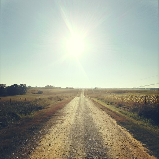 An energetic song embodying a joyful drive down an american countryside, filled with the bright sounds of strumming guitars, lively banjo, and rhythmic clapping that bring to life the simplicity and happiness of rural life.