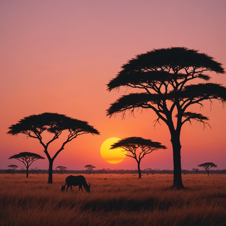 Imagine a serene scene as the sun sets over the savanna, casting a golden glow that dances along to soft, rhythmic beats. This tender afrobeat track features a gentle melodic flow, creating a peaceful and uplifting atmosphere that captures the essence of a tranquil evening. The instrumentation focuses on delivering soft percussive rhythms and warm melodic sequences that invite calmness and contemplation.