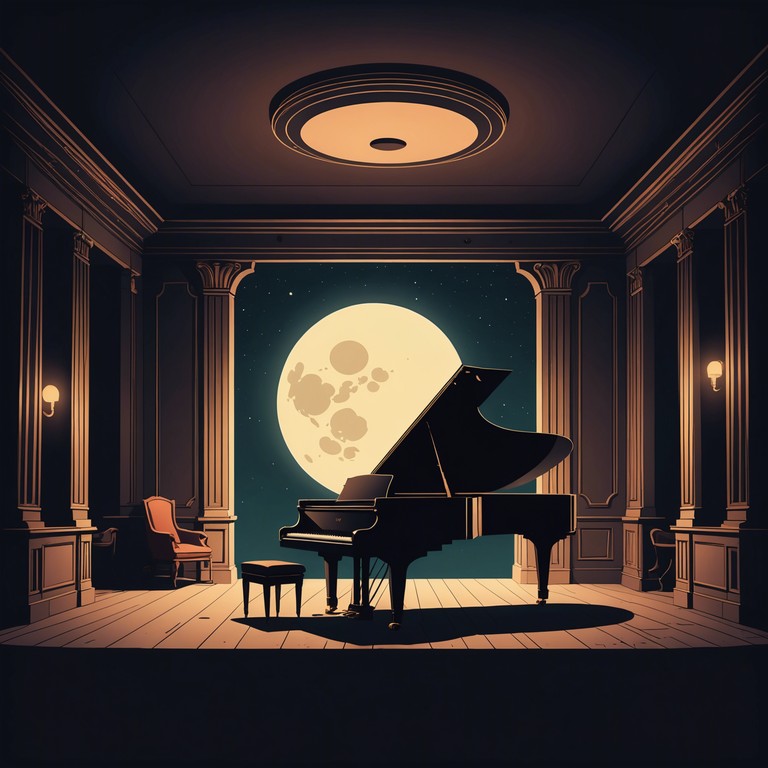 An instrumental track featuring deep, resounding piano chords that echo through an unsettling silence, capturing the essence of a forgotten cabaret under moonlight. The song progresses through a series of undulating soft notes, creating a haunting atmosphere of beauty and melancholy, perfect for introspective late night listening.