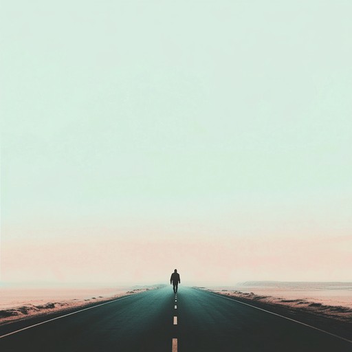 A soft rock instrumental capturing reflective moments of a lone traveler on a deserted road, featuring gentle guitar strums and sweeping synths accompanied by soft drum beats. This piece takes the listener through the introspective thoughts and quiet isolation of a reflective journey through serene landscapes.