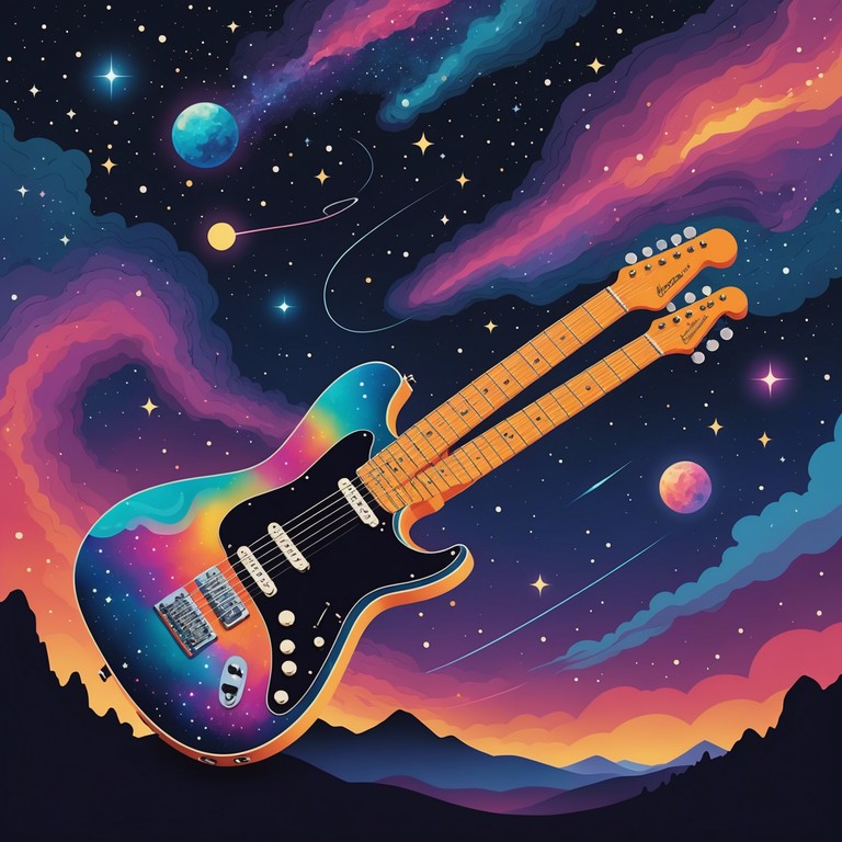 Imagine a fusion of electric guitar riffs blended with the deep funk of bass, under cosmic influences creating a journey through musical space. Ethereal sounds give way to grounding bass grooves painted with vibrant psychedelic rock nuances. Perfect for anyone seeking an auditory ride through the cosmos with a funky twist.