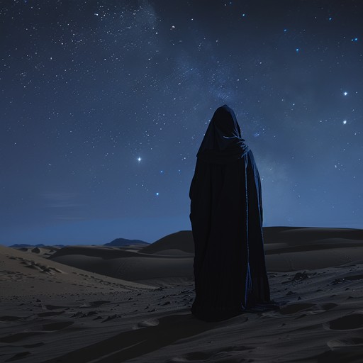 A melodious yet dramatic track that draws from the rich tapestry of middle eastern musical traditions. It crafts a tense and mysterious atmosphere through the use of traditional instruments like the oud and complex, evocative rhythms, painting a sonic picture of a desert full of secrets waiting to be unveiled