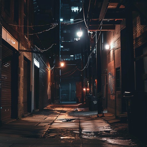 A haunting hip hop track with deep basslines, chilling synths, and ghostly samples, evoking the unease of dark city alleys at night. The rhythm is steady, yet foreboding, creating a sense of suspense and mystery.