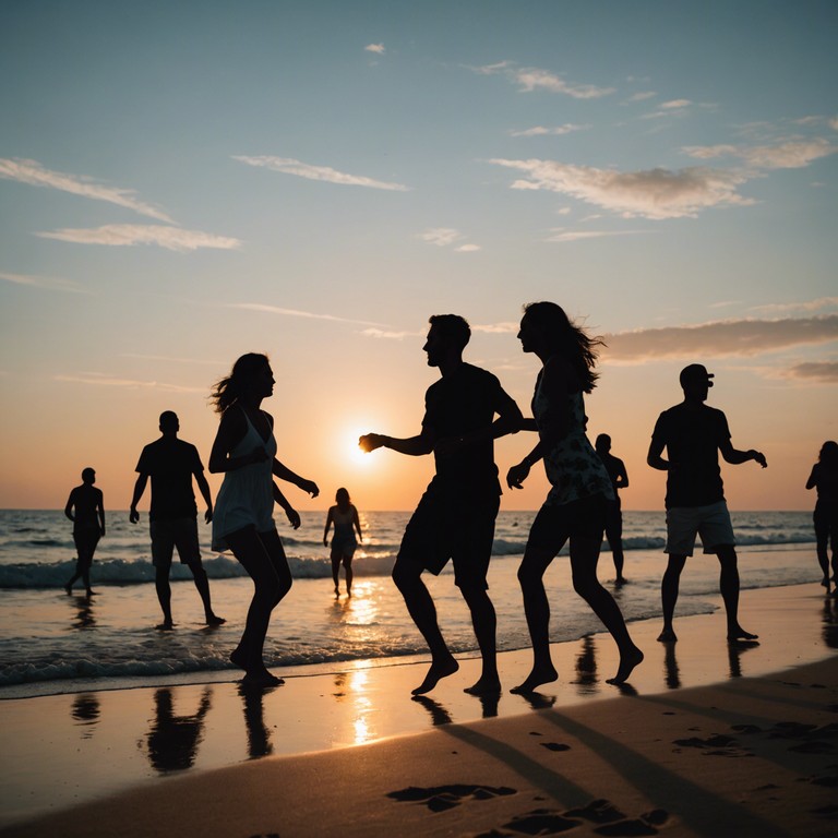 A sonic escape to a beachside party, where the steelpan leads a dance of joy and freedom under the sun. The music swirls around, embodying the essence of summer festivities by the sea.