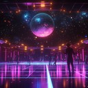 an energetic disco track with futuristic synths and groovy bassline