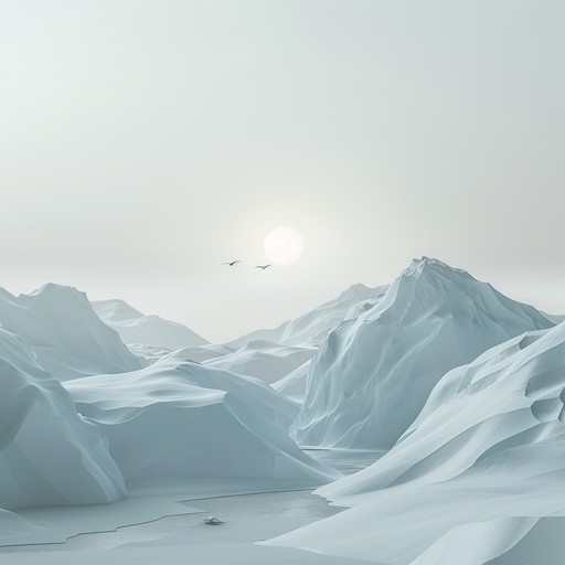 This atmospheric composition immerses the listener in a vast, frozen tundra, where icy winds whisper across the barren landscape and distant, echoing sounds hint at the presence of unknown, ethereal entities. Delicate, crystalline tones and deep, haunting drones weave together to create a sense of isolation and mystery, inviting the listener to explore the depths of their imagination.