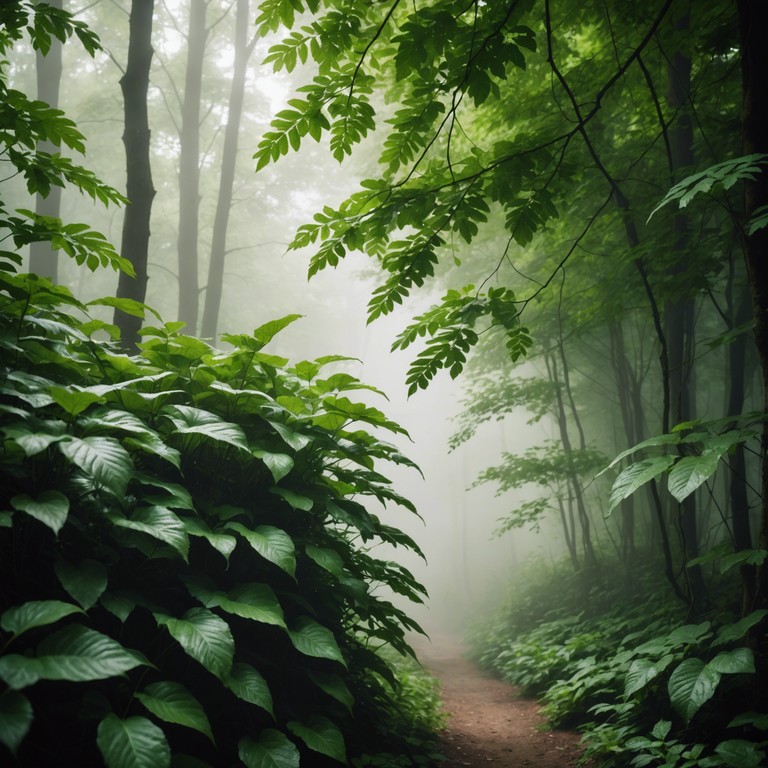 Capturing the essence of a veiled world beneath the leafy domes of ancient forestry, this composition uses subtle flute sounds to suggest a realm rich with folklore and natural wonders. It's a musical journey into the heart of nature’s own cathedral, where each note resonates with the deep, lush greenery of a vibrant ecosystem.