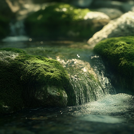 Immerse yourself in the tranquil essence of experimental sounds inspired by mossy waters, combining the soothing flow of water with gentle, ethereal synth textures to create a calming ambiance. Ideal for relaxation and meditation.