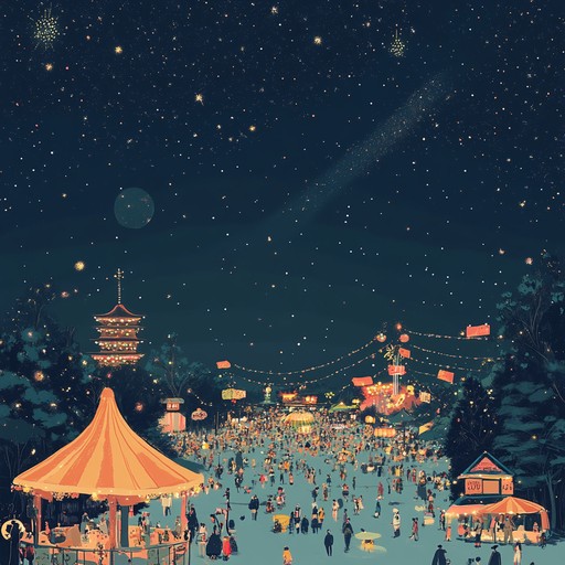 This spirited song features an eclectic symphony of synthesized cosmic sounds paired with lively carnival rhythms. Starting with an ambient space like intro, it gradually builds into a celebratory parade with exhilarating brass interjections and dynamic percussion. The imaginative fusion creates an otherworldly yet festive atmosphere, transporting listeners to an intergalactic celebration under neon skies.