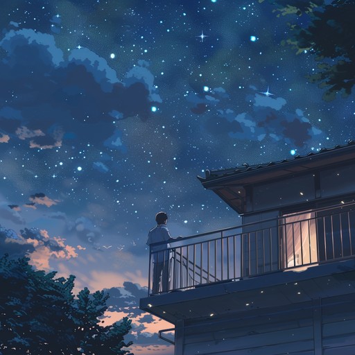 Another softly introspective instrumental anime piece, capturing the tranquility of the night. Delicate piano and guitar work together to create a serene, reflective soundscape, enhanced by subtle orchestral undertones, reminiscent of a bittersweet night scene in an anime.