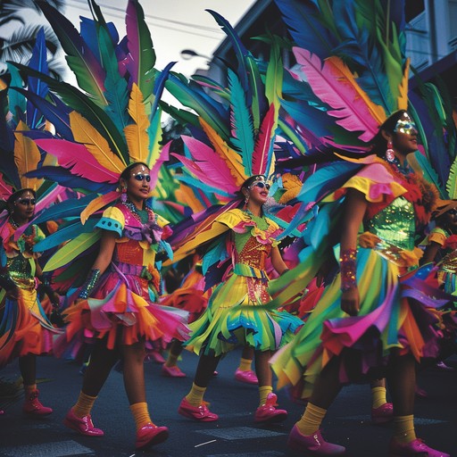 Dive into a carnival night with lively samba rhythms accompanied by infectious brazilian percussion beats, creating an atmosphere of celebration and dance.