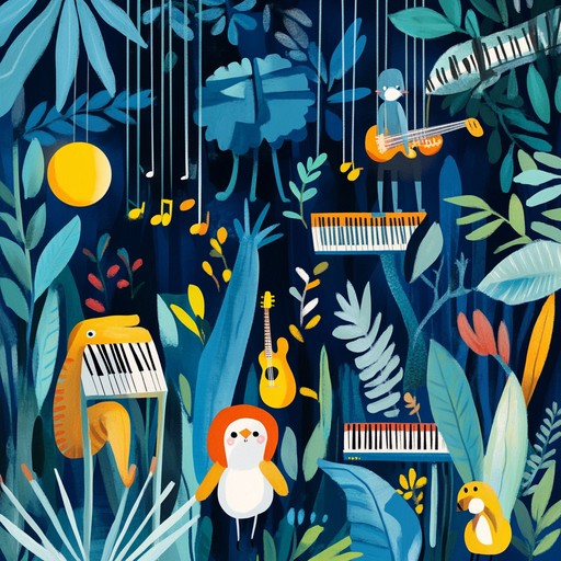 Dive into an exciting, enchanted jungle filled with whimsical animal sounds and playful rhythms, creating a delightful adventure for young imaginations.