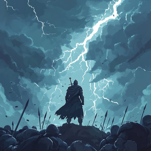 A grand orchestral composition that tells the story of a hero's final stand in battle. Booming timpani, soaring strings, and triumphant brass create an atmosphere filled with tension and heroism.