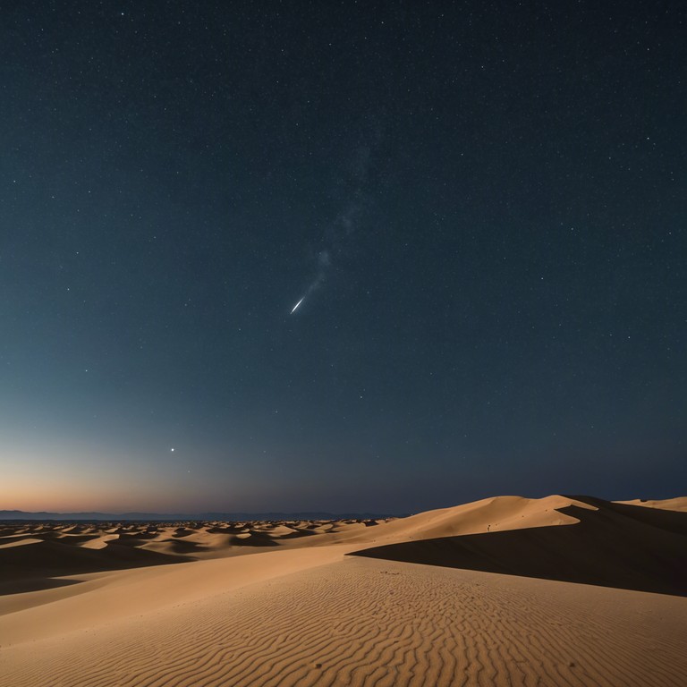 This track embodies the spirit of the saharan landscape, where melodious tunes mimic the whispering winds over the vast dunes. The single marimba plays a rhythmic, mystical melody that feels like an ancient call from the desert. This evocative piece blends traditional rhythms with a modern sensibility, perfect for a reflective or thematic ambiance.