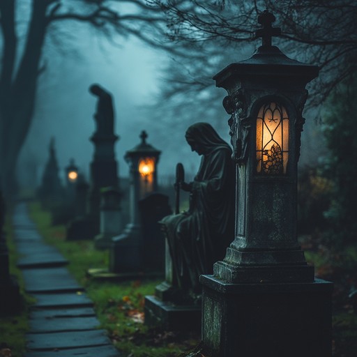 Imagine twilight descending as gothic melodies whisper through the air, providing a mysteriously calming ambiance. Electric guitar chords lace the background with soft, dark waves that induce relaxation while maintaining a touch of enigma.