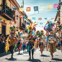 lively parade with strong drum rhythms and vibrant brass