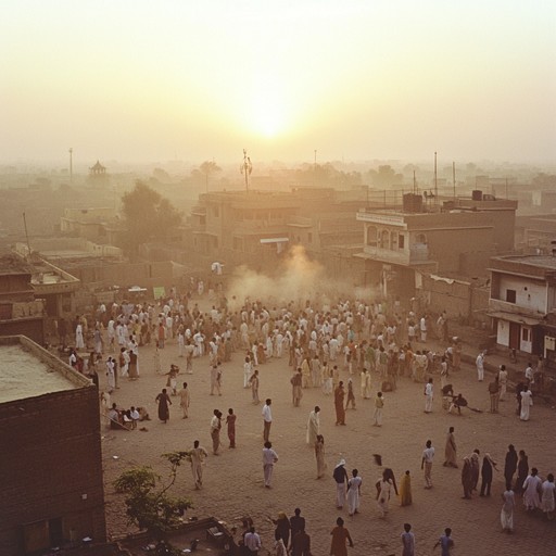 A vibrant bhangra track infused with the high spirited beats of punjabi drums, portraying the energy of a village's morning festivities with authentic rhythmic patterns and foot tapping energy to start the day.