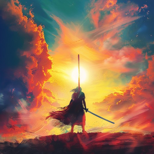 This track features soaring violins and a full orchestra, depicting an anime protagonist’s epic quest. It starts gently and crescendos into a glorious, uplifting climax, making it perfect for scenes of victory and emotional breakthroughs.