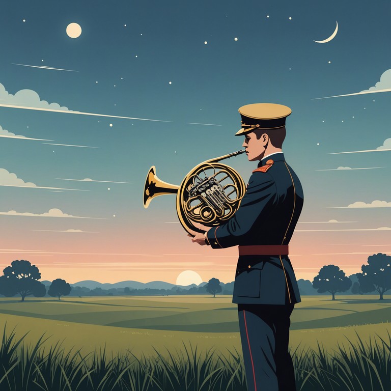 This instrumental track blends soothing melodies with a military inspired rigor, designed to invoke feelings of serenity amidst strength. The composition gently ebbs and flows like disciplined soldiers on a peaceful march under a serene sky. An ideal blend of calming rhythms and subtle patriotic undertones evokes a tranquil yet spirited atmosphere.