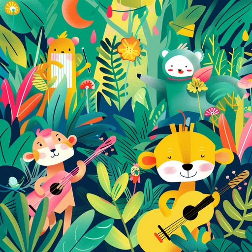 A cheerful blend of playful melodies and lively jungle animal sounds, creating an enchanting and bouncy children’s tune full of joy and adventure.