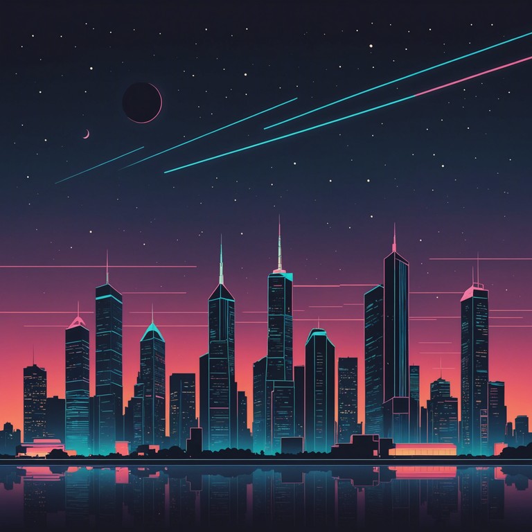 A track where each beat mimics the pulsating lights of a neon lit cityscape in a dystopian future. Deep, reverberating bass drums lay the foundation while synthetic overtones provide a glossy texture reminiscent of cold, urban nightlife.