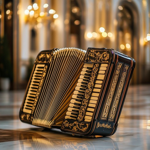 This piece embodies the spirited elegance of a polka danced in a grand ballroom, with lively accordion melodies evoking images of dancers swirling beneath glittering chandeliers.