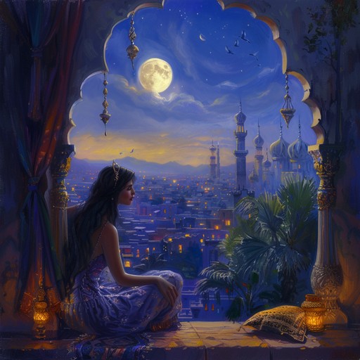 This beautiful arabian lullaby is perfect for drifting off to sleep. It features soothing, ethereal female vocals singing in arabic, accompanied by gentle acoustic guitar and subtle percussion. The melody is haunting and enchanting, evoking images of starry desert nights and ancient mysteries.