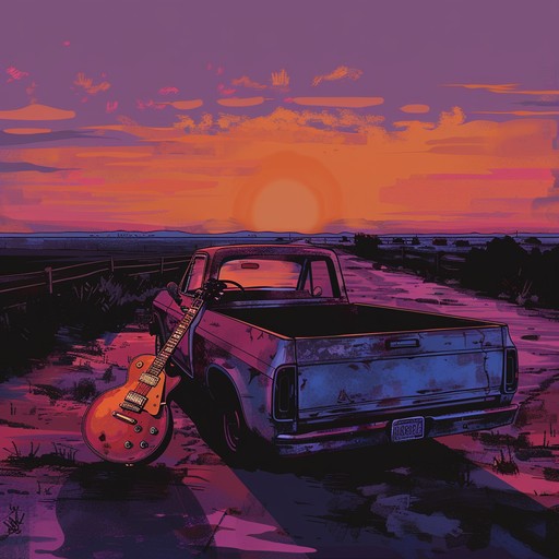 This track brings the spirit of americana to life with high energy guitar rifts and stirring string sections that paint a sonic picture of a daybreak journey across vast open landscapes, set against a backdrop of mountainous terrains and endless horizons.