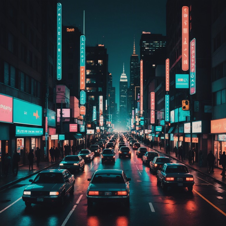 This track encapsulates the frenetic pace of urban nightlife with its potent bass lines and piercing synth melodies, creating a backdrop for the city's restless pulse. The energetic rhythm drives through the expansive and densely atmospheric tune, with each beat perfectly placed to keep the adrenaline pumping.