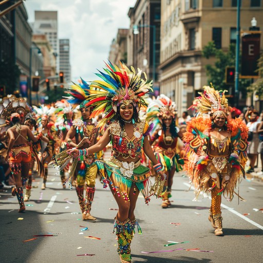 Immerse in a vibrant carnival scene, bursting with lively samba rhythms and jubilant melodies. Picture a parade at sunset where brightly dressed dancers and musicians fill the streets. This track features driving percussion, melodious brass, and festive sounds that capture the essence of a joyous celebration. Feel the contagious energy and let the rhythms take you on a spirited journey.