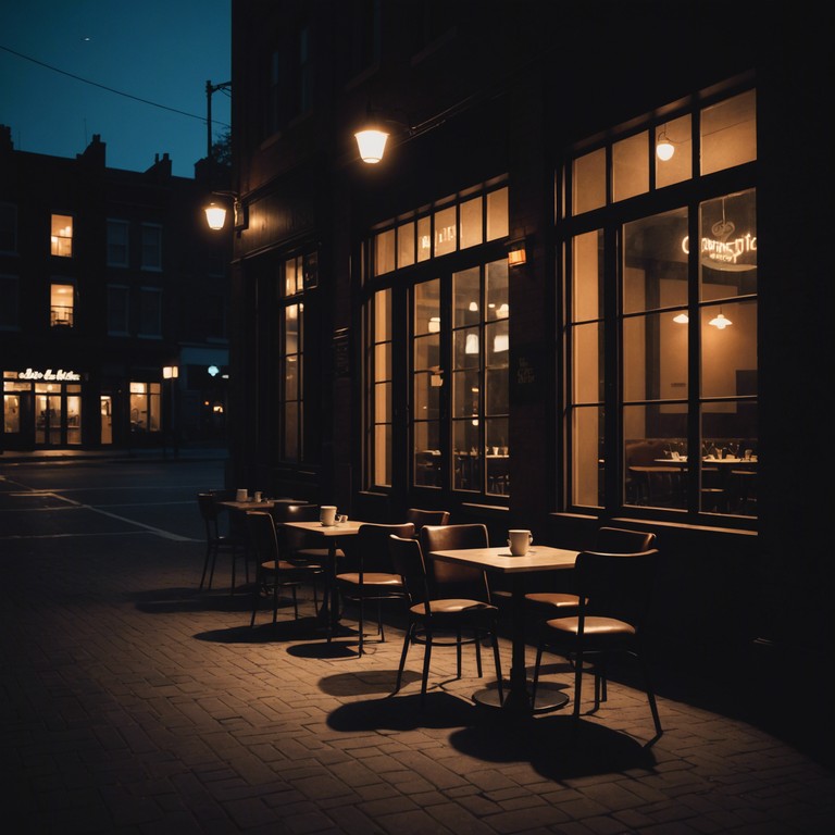 A haunting, melodic exploration of solitude within the quiet ambiance of a deserted cafe late at night. The song captures the whisper of forgotten conversations and the subtle clinks of glasses, wrapped in a reflective, intimate saxophone solo. It paints a picture of reflective peace mixed with a dash of lingering sadness, ideal for introspective moments.