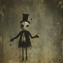 a whimsical and mysterious composition that tells the story of a magical puppet