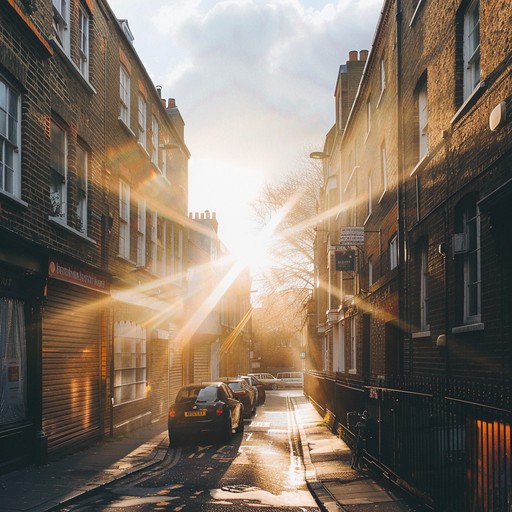 Rich drum and bass patterns combined with soulful, fluttering synths, delivering an inspiring and energetic soundtrack for early morning vibes, encapsulating the essence of a bustling london sunrise.