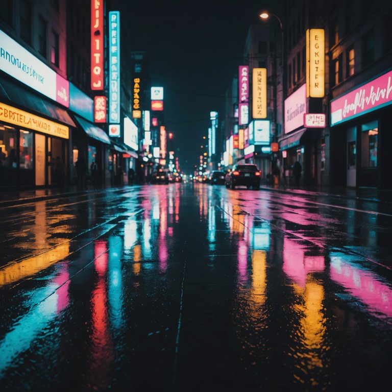 Inspired by the serene yet vibrant nightlife of a futuristic cityscape, this track utilizes a blend of organic and synthesized sounds to evoke a sense of wandering through rain slicked streets under the neon glow. The music flows like water, with layers that reflect the complex emotions of urban solitude.