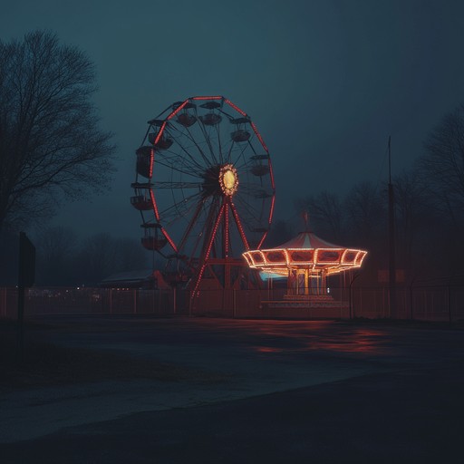 An unsettling dance track with haunting melodies, evoking the eerie ambience of a twisted carnival at midnight, combining creepy calliope sounds with danceable rhythms.